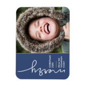 Moderne blaue Weihnachts-Script-Fotokarte Magnet (Vertikal)