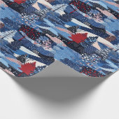 Moderne blaue Weihnachtsbäume Geschenkpapier (Ecke)