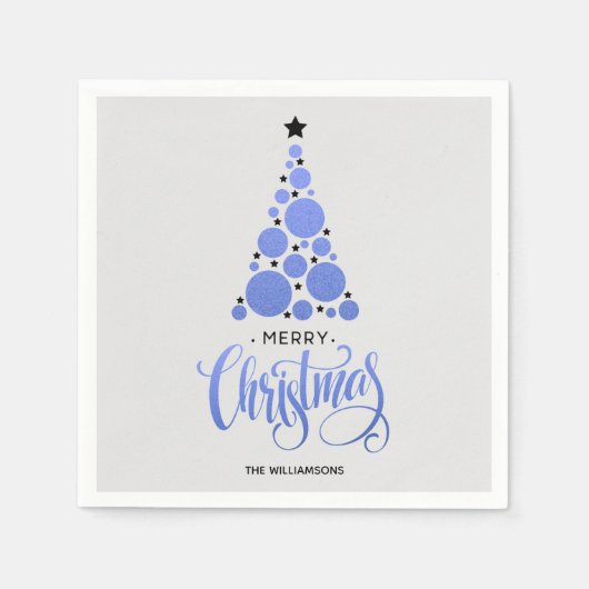 Moderne blaue Weihnachtsbaume Holiday Napkins Serviette (Vorderseite)