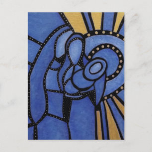 Moderne blaue WeihnachtsGeburt Christi Jesus Mary Feiertagspostkarte