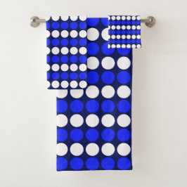 Moderne blaue weiße gepunktete Streifen auf Navybl Badhandtuch Set