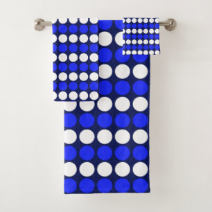 Moderne blaue weiße gepunktete Streifen auf Navybl Badhandtuch Set