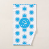 Moderne Blaue Weiße Kreisring-Muster-Monogramm Badhandtuch Set (Handtuch)