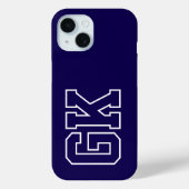 Moderne Blaue Weiße Monogramm Anfangsbuchstaben Case-Mate iPhone Hülle (Rückseite)