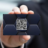 Moderne Blaue Weiße Professionelle QR-Code Visitenkarte