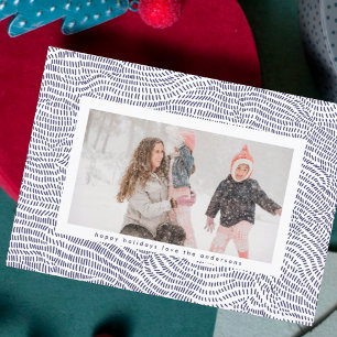 Moderne Blaue Weiße Weihnachtsrahmen Foto Glücklic Feiertagskarte
