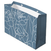 Moderne Blaue Wildblume Große Geschenktüte (Rückseite Schrägansicht)