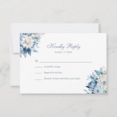 Moderne, blaue Wildblumen mit RSVP-Hochzeitkarte Dankeskarte (Vorderseite)