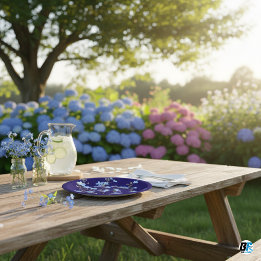 Moderne Blaue Wildblumengarten-Babyparty Pappteller