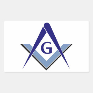 Moderne Blaue Winkel und Zirkel Rechteckiger Aufkleber