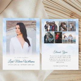 Moderne Blaue Wolken Gedenkfeier Dankeskarte