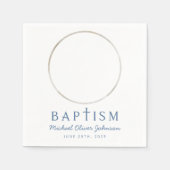 Moderne Blauer Kreuz Taufe Foto Serviette (Vorderseite)