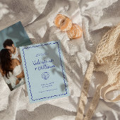 Moderne blauer Mittelmeerraum-Muschel Save the Dat Einladung