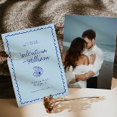 Moderne blauer Mittelmeerraum-Muschel Save the Dat Einladung