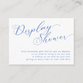 Moderne Blauer Script-Brautparty-Display-Dusche Begleitkarte (Vorderseite)