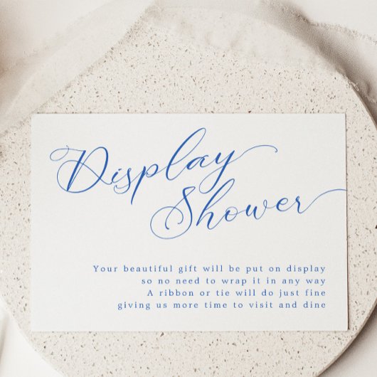 Moderne Blauer Script-Brautparty-Display-Dusche Begleitkarte