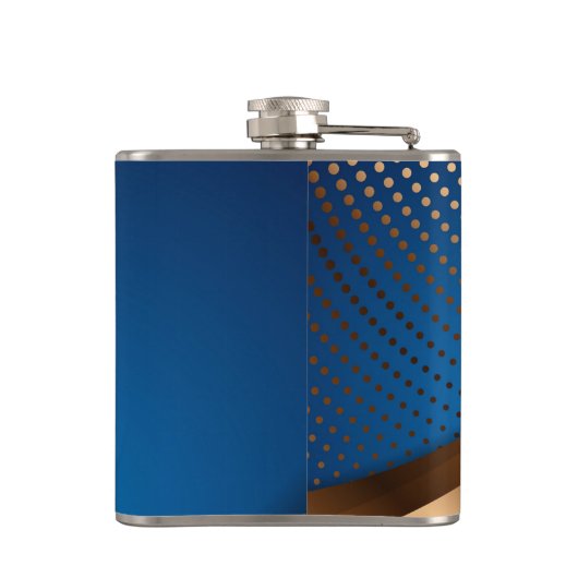 Moderne Blauer und Gold Liquor Vinyl Wrapped Flask Flachmann (Rückseite)