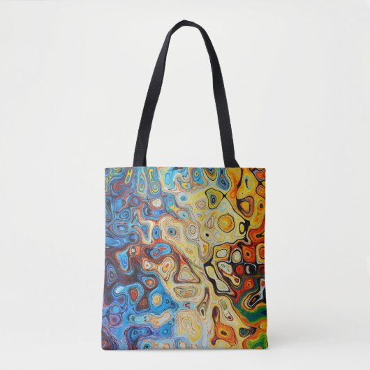 Moderne, blaugelbe Abstrakte Kunst Tasche (Vorderseite)