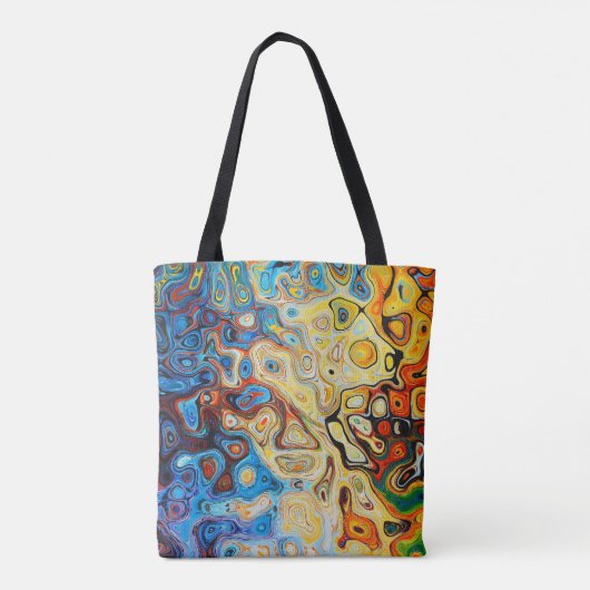 Moderne, blaugelbe Abstrakte Kunst Tasche (Rückseite)