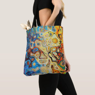 Moderne, blaugelbe Abstrakte Kunst Tasche