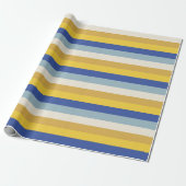 Moderne blaugelbe goldene Streifen Hanukkah Geschenkpapier (Ungerollt)
