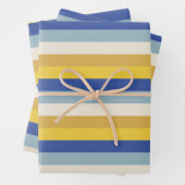 Moderne blaugelbe goldene Streifen Hanukkah Geschenkpapier Set (Beispiel)