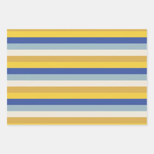 Moderne blaugelbe goldene Streifen Hanukkah Geschenkpapier Set (Vorderseite)