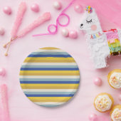 Moderne blaugelbe goldene Streifen Hanukkah Pappteller (Party)