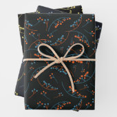 Moderne, blaugelbe Lila-Beeren-Muster Geschenkpapier Set (Beispiel)