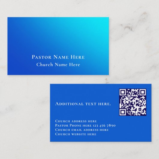 Moderne Blaugradient benutzerdefinierte Text-QR-Co Visitenkarte (Vorne/Hinten)