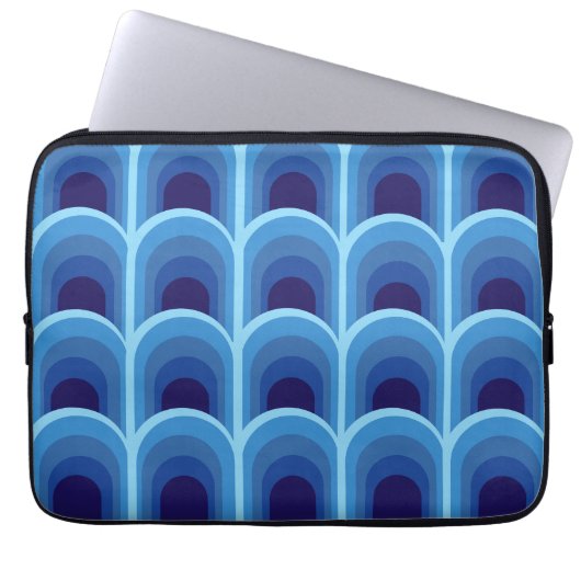 Moderne Blaugradient-Bogen-Muster Laptopschutzhülle (Vorderseite)
