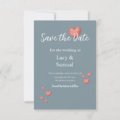 Moderne Blaugraue Herz-Save-the-Date-Karte Save The Date (Vorderseite)