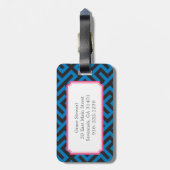 Moderne blaugriechische Hauptgeometrie-Muster mono Gepäckanhänger (Rückseite vertikal)