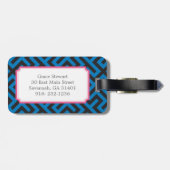 Moderne blaugriechische Hauptgeometrie-Muster mono Gepäckanhänger (Rückseite horizontal)