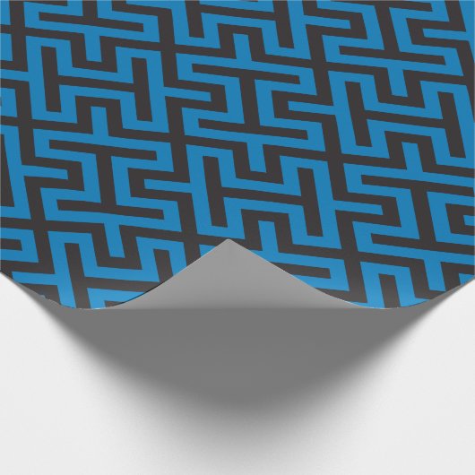 Moderne blaugriechische Hauptgeometrie-Muster mono Geschenkpapier (Ecke)