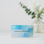 Moderne blaugrüne aquamarine Aquarell Spritzer Spl Visitenkarte (Stehend Vorderseite)