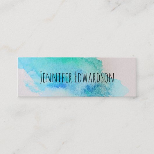 Moderne blaugrüne aquamarine Aquarellfarbe Spritze Mini Visitenkarte (Vorderseite)