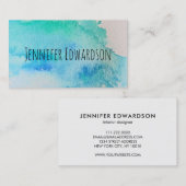 Moderne blaugrüne aquamarine Wasserfarbe beruflich Visitenkarte (Vorne/Hinten)