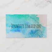 Moderne blaugrüne aquamarine Wasserfarbe beruflich Visitenkarte (Vorderseite)