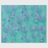 Moderne Blaugrüne Florale Wasserfarben-Kunst Geschenkpapier (Flach)
