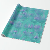 Moderne Blaugrüne Florale Wasserfarben-Kunst Geschenkpapier (Ungerollt)
