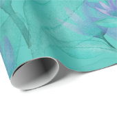 Moderne Blaugrüne Florale Wasserfarben-Kunst Geschenkpapier (Rolleneckpunkt)