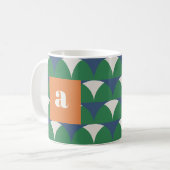 Moderne blaugrüne geometrische Retro-personalisier Kaffeetasse (Vorderseite Links)