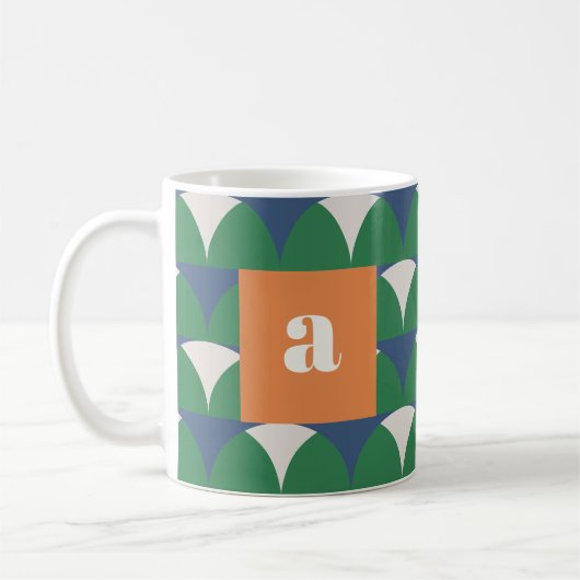 Moderne blaugrüne geometrische Retro-personalisier Kaffeetasse (Links)