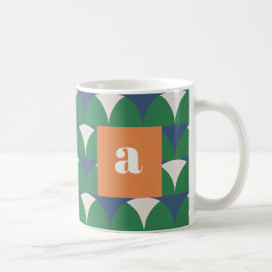 Moderne blaugrüne geometrische Retro-personalisier Kaffeetasse