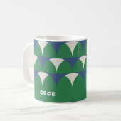 Moderne blaugrüne geometrische Retro-personalisier Kaffeetasse (Vorderseite Links)