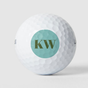 Moderne Blaugrüne Monogramm-Initialen Personalisie Golfball