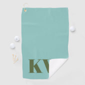 Moderne Blaugrüne Monogramm-Initialen Personalisie Golfhandtuch (Insitu)