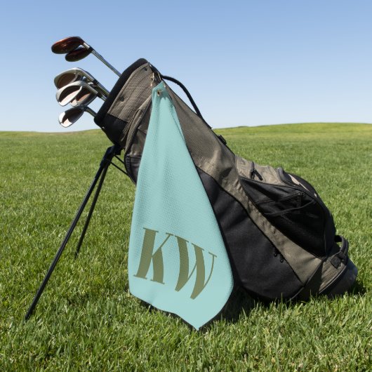 Moderne Blaugrüne Monogramm-Initialen Personalisie Golfhandtuch (Gras)