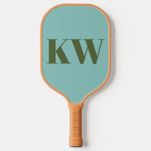 Moderne Blaugrüne Monogramm-Initialen Personalisie Pickleball Schläger